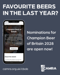 Nominations open for Champion Beer of Britain 2028